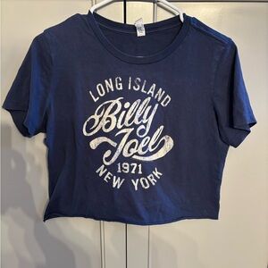 Y2K Bella Canvas Billy Joel Navy blue cropped  Graphic Tee M